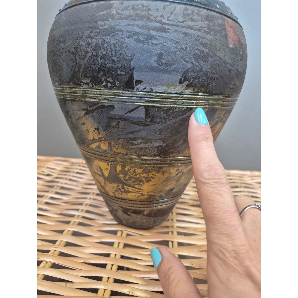 Vintage Raku Studio Pottery Lidded Vessel 11